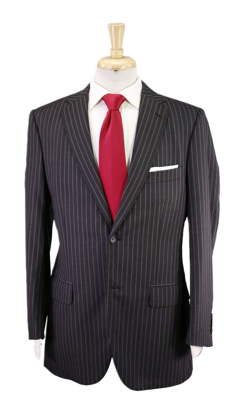Paul Stuart Charcoal w/ Gray Stripes 2-Btn England Wool Suit 38R
